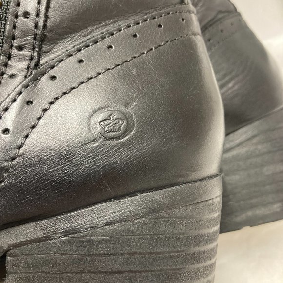 Born Tall Leather Boots Size 7 Black Double Zip Closure - Picture 9 of 11